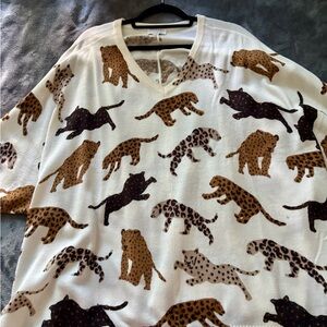 Mud Pie Kenny Cheetah Animal Print Sweater, OS